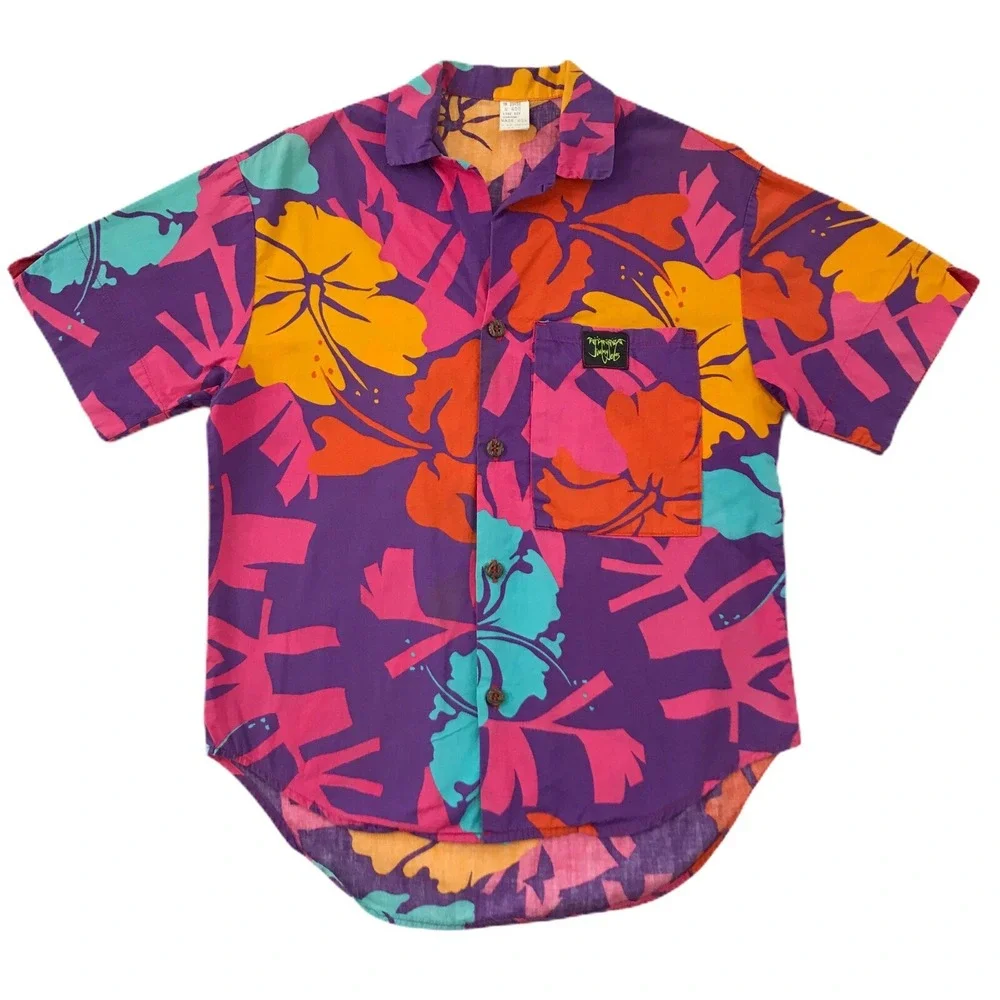 Vintage Made In USA Jimmy Jems Hawaiian Button Down Shirt Size Small
